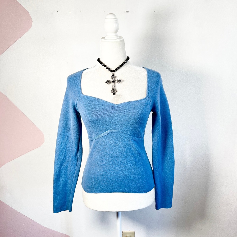 Abercrombie & Fitch Babydoll Long Sleeve Top Sz XS Blue Bella Swan 2000s Style